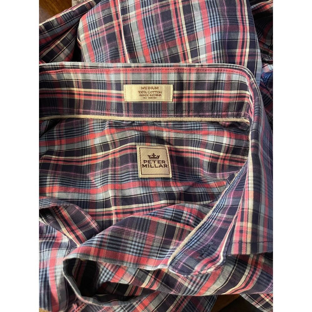 Peter Millar Men's Sz M Long Sleeve Shirt Plaid * See Pictures* - Picture 2 of 7